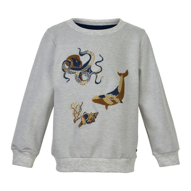 Baby Long Sleeve Shirt with Beautiful Embroidered Sea Creatures 95% Cotton 5% Elastane-Knit