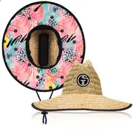 Kids Straw Lifeguard Hat - 3 prints available Palms, Sharky and Tropical
