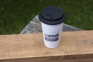 Travel Mug with Vintage Photograph of Martha's Vineyard, Oak Bluffs Harbor