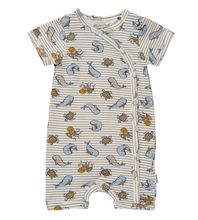 Baby Romper with a Nautical Striped Print with Sea Creatures 95% Cotton 5% Elastane-Knit