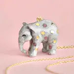Pink Polka dot Elephant "Animals on Parade" Necklace
