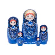 Blue Beauty Nesting Doll 5pc./6"