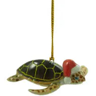 Little Critterz Turtle Ornament with Santa Hat