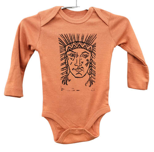 Block Printed Baby Long Sleeve Onesie 100% Organic Cotton