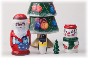 Christmas Tree Nesting Doll Stacking Doll 5pc. 8.5"